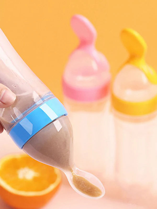 Baby Spoon Feeder | 90ml Silicone Feeding Bottle with Spoon