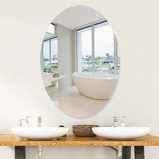 Unbreakable Oval Acrylic Mirror Wall (20x30cm) – Self-Adhesive HD Reflective Mirror