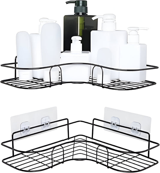 Premium Export Quality Powder Coated Metal Corner Rack For Bathroom & Kitchen with 2 hooks