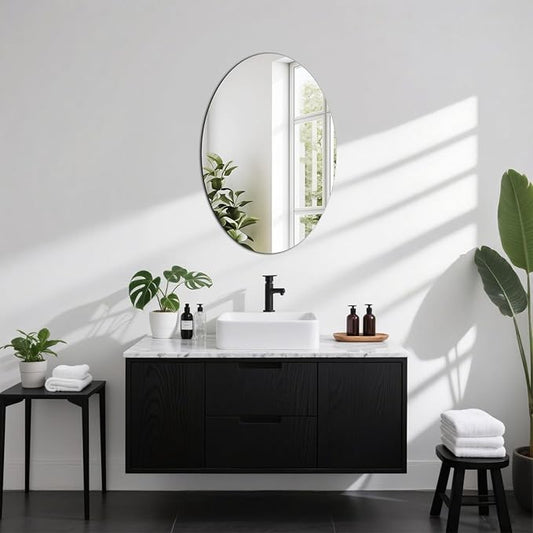 Unbreakable Oval Acrylic Mirror Wall (20x30cm) – Self-Adhesive HD Reflective Mirror