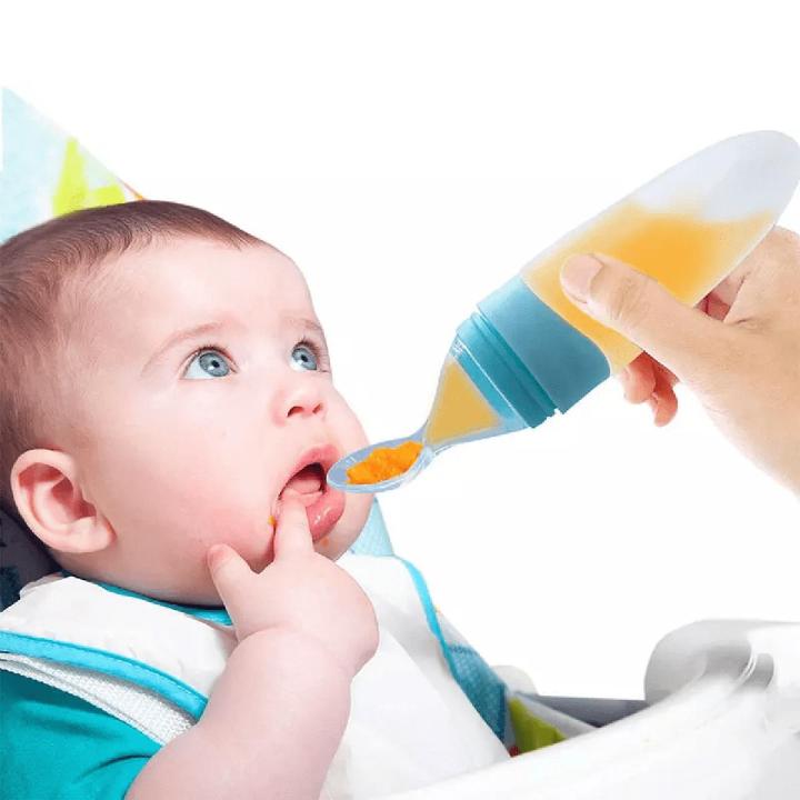 Baby Spoon Feeder | 90ml Silicone Feeding Bottle with Spoon