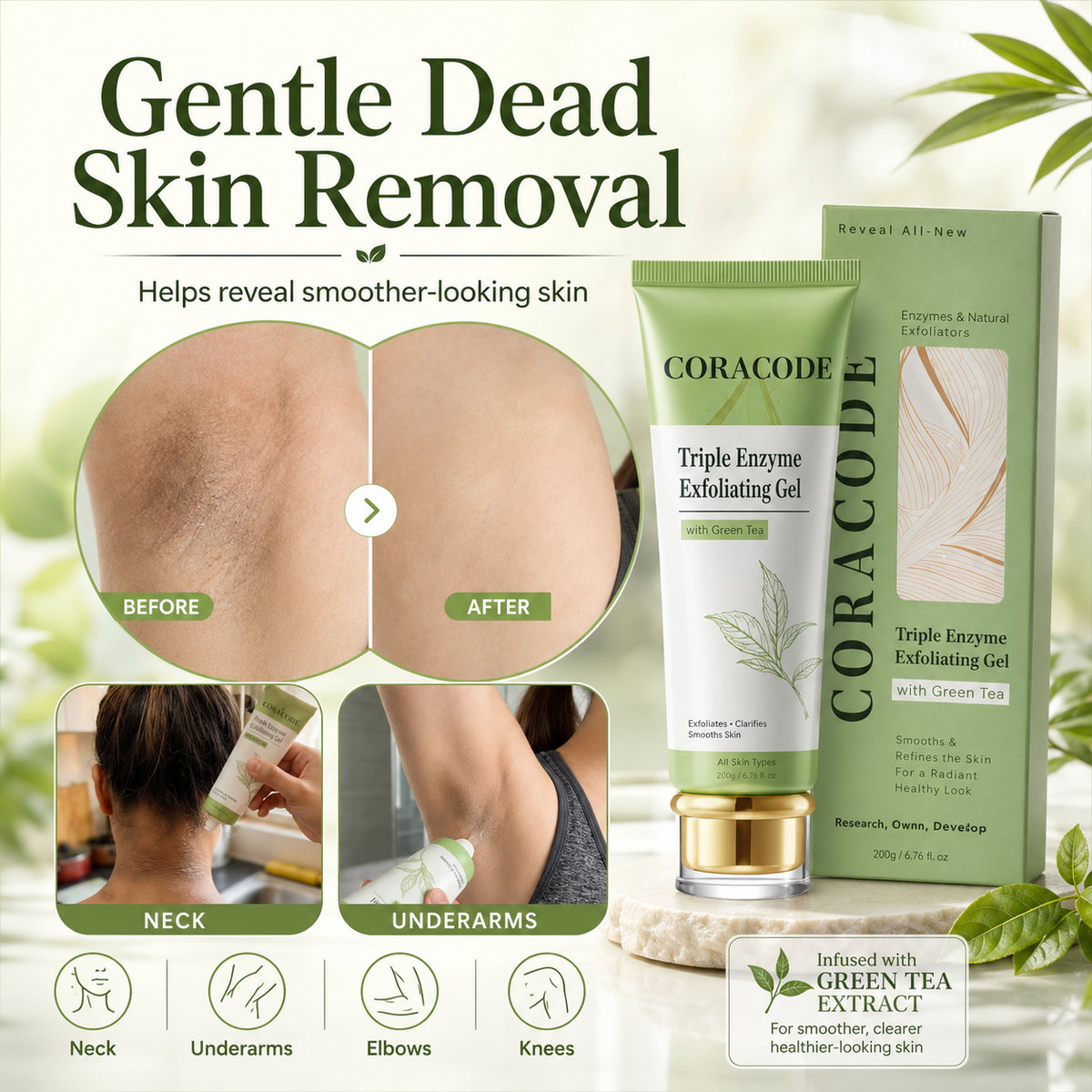 Green Tea Triple Enzyme Exfoliating Gel - features