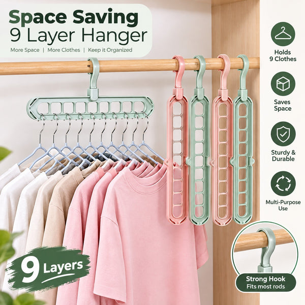 9 Hole Space Saving Hanger | Closet Organizer Magic Hanger