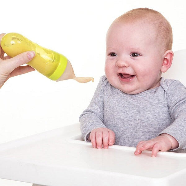 Baby Spoon Feeder | 90ml Silicone Feeding Bottle with Spoon